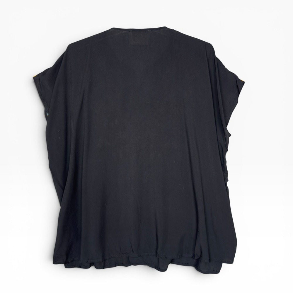 Savanna Jane Embroidered Blouse Oversized Small Black Floral Boho Peasant Top‎ - Picture 3 of 9